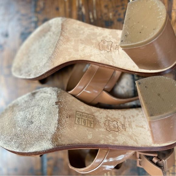 TORY BURCH GIGI 65MM TWO BAND SANDAL CALF LEATHER HEELS 7 EUC - Picture 6 of 6